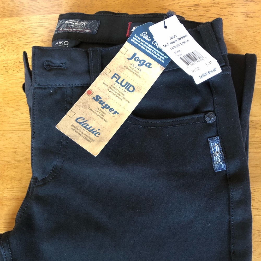 Silver Aiko Super Stretch Jeans Black NWT